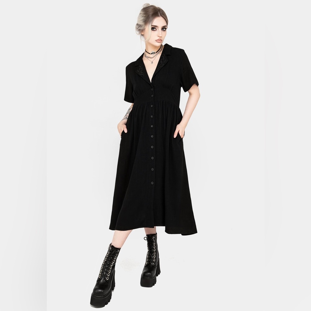 NWT Disturbia Jasmine Embroidered Midi Shirt Dress US 12 / UK 16